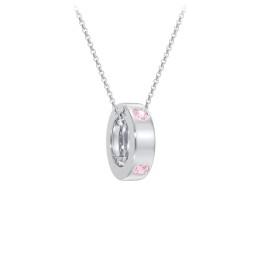 Multi-Gemstone Stacking Ring Charm Necklace - 1 in 925 Sterling Silver with Pink Tourmaline