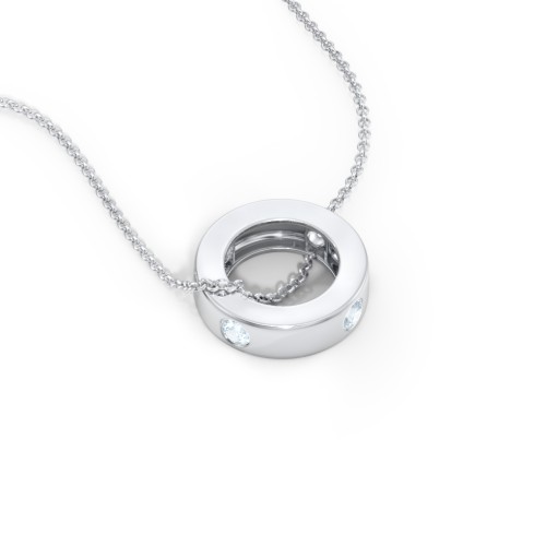 Multi-Gemstone Stacking Ring Charm Necklace - 1 – Sterling Silver with Aquamarine
