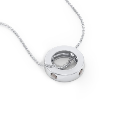 Multi-Gemstone Stacking Ring Charm Necklace - 1 – Sterling Silver with Smokey Quartz