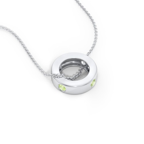 Multi-Gemstone Stacking Ring Charm Necklace - 1 – Sterling Silver with Peridot