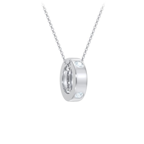 Multi-Gemstone Stacking Ring Charm Necklace - 1 – Sterling Silver with Aquamarine