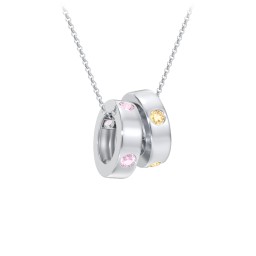 Multi-Gemstone Stacking Ring Charm Necklace - 2