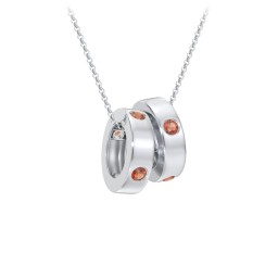 Multi-Gemstone Stacking Ring Charm Necklace - 2 in 925 Sterling Silver with Garnet