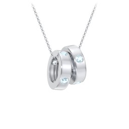 Multi-Gemstone Stacking Ring Charm Necklace - 2 in 925 Sterling Silver with Blue Topaz