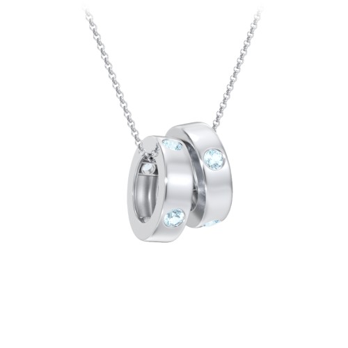 Multi-Gemstone Stacking Ring Charm Necklace - 2 – Sterling Silver with Blue Topaz
