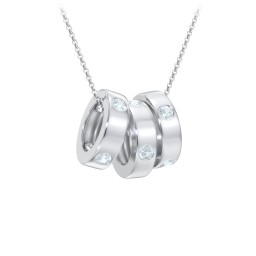 Multi-Gemstone Stacking Ring Charm Necklace - 3 in 925 Sterling Silver with Aquamarine