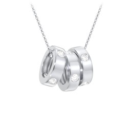 Multi-Gemstone Stacking Ring Charm Necklace - 3 in 925 Sterling Silver with Diamond