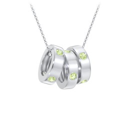 Multi-Gemstone Stacking Ring Charm Necklace - 3 in 925 Sterling Silver with Peridot