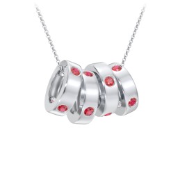 Multi-Gemstone Stacking Ring Charm Necklace - 4 in 925 Sterling Silver