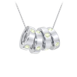 Multi-Gemstone Stacking Ring Charm Necklace - 4 in 925 Sterling Silver with Peridot