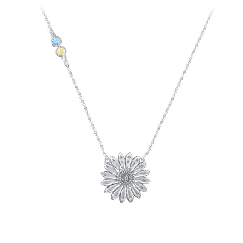 Ukraine Sunflower Necklace with Gemstones