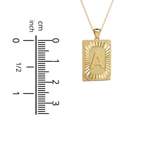 Engravable 18K Gold Plated Initial Tag Pendant Necklace – 18K Gold Plated Silver