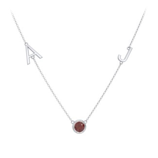 Personalized Initials Necklace with Bezel Set Birthstone