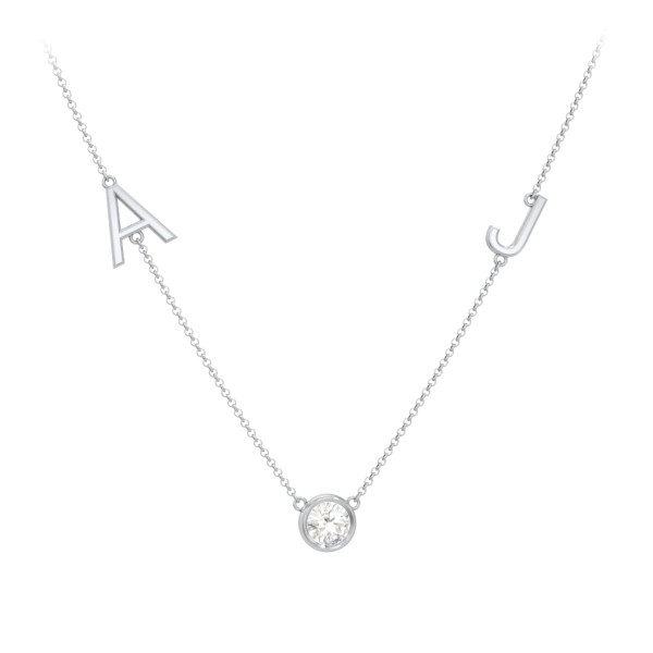 Initials Necklace with Birthstone