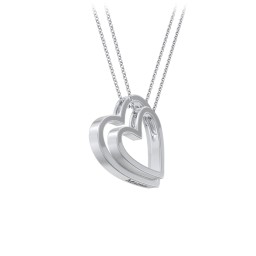 Engravable Heart In Heart Necklace Set in 925 Sterling Silver