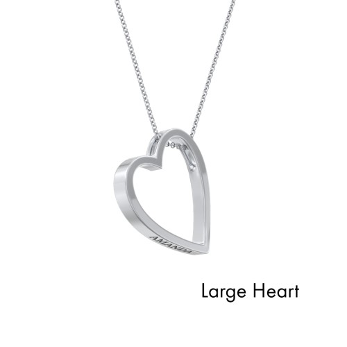 Engravable Heart In Heart Necklace Set – Sterling Silver