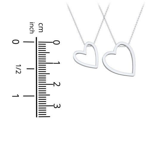 Engravable Heart In Heart Necklace Set – Sterling Silver