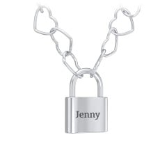 Engravable Lock with Heart Link Chain