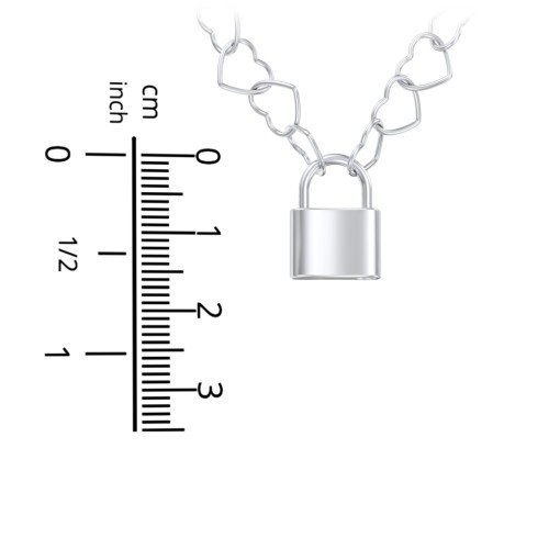 Engravable Lock with Heart Link Chain – Sterling Silver