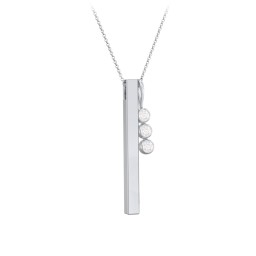Engravable Vertical 3D Bar Necklace with 3-Stone Charm