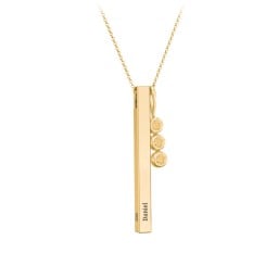 Engravable Vertical 3D Bar Necklace with 3-Stone Charm