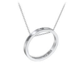 Engravable Floating Circle Necklace with Heart Cutout