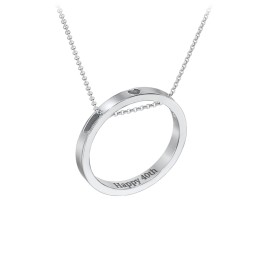Engravable Floating Circle Necklace with Heart Cutout