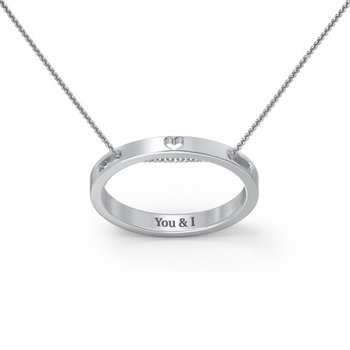 Engravable Floating Circle Necklace with Heart Cutout – Sterling Silver