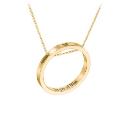Engravable Floating Circle Necklace with Heart Cutout in 18K Gold Plated Silver