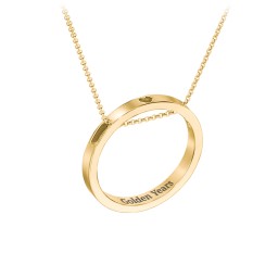 Engravable Floating Circle Necklace with Heart Cutout in 18K Gold Plated Silver