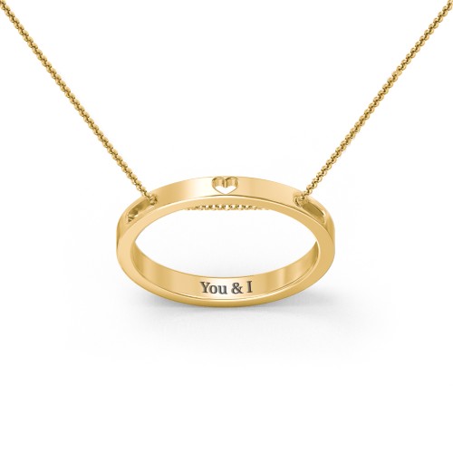 Engravable Floating Circle Necklace with Heart Cutout – 18K Gold Plated Silver