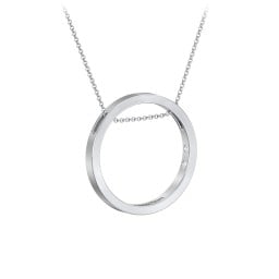 Engravable Floating Circle Necklace with Hidden Gemstones