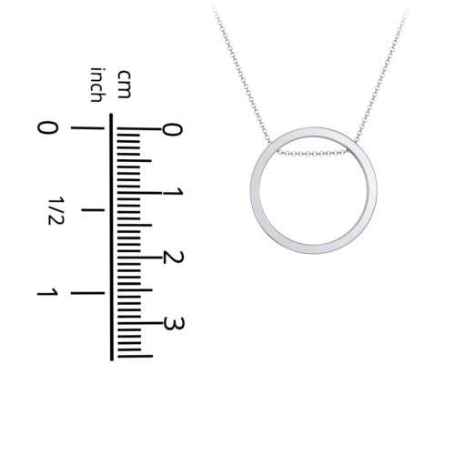 Engravable Floating Circle Necklace with Hidden Gemstones – Sterling Silver with White Premium Zirconia