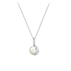 Engravable Half-Cup Pearl Necklace – Sterling Silver with Freshwater Pearl