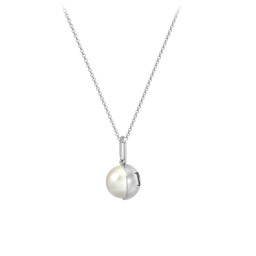 Engravable Half-Cup Pearl Necklace in 925 Sterling Silver with Freshwater Pearl