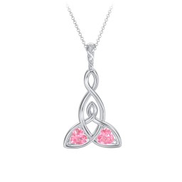Celtic Motherhood Knot Birthstone Necklace in 925 Sterling Silver with Pink Tourmaline