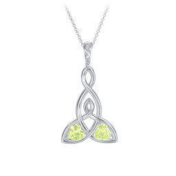 Celtic Motherhood Knot Birthstone Necklace in 925 Sterling Silver with Peridot