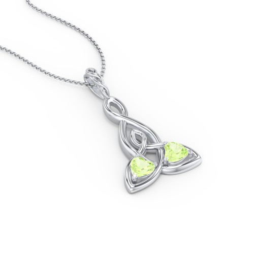 Celtic Motherhood Knot Birthstone Necklace – Sterling Silver with Peridot