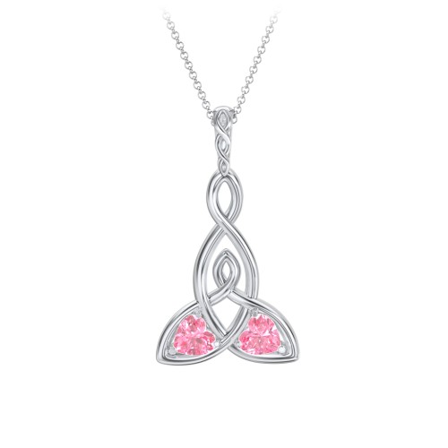 Celtic Motherhood Knot Birthstone Necklace – Sterling Silver with Pink Tourmaline