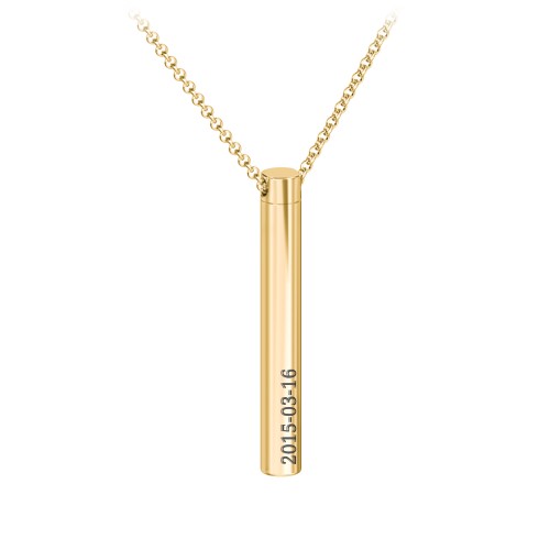 Engravable 3D Cylinder Urn Necklace in Yellow Ion-Plated Steel