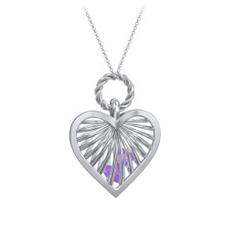 Radiant Caged Heart Necklace with 1-6 Birthstones