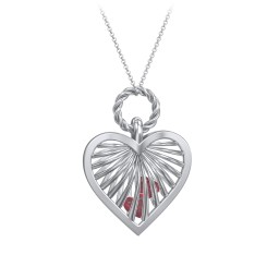 Radiant Caged Heart Necklace with 1-6 Birthstones