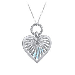 Radiant Caged Heart Necklace with 1-6 Birthstones
