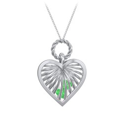 Radiant Caged Heart Necklace with 1-6 Birthstones
