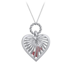 Radiant Caged Heart Necklace with 1-6 Birthstones
