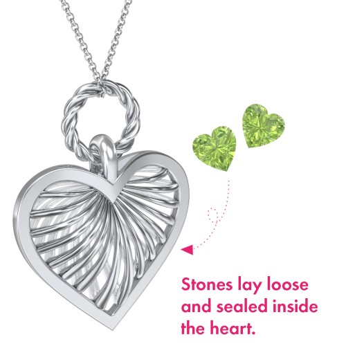 Radiant Caged Heart Necklace with 1-6 Birthstones