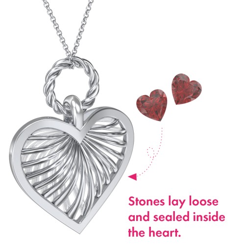 Radiant Caged Heart Necklace with 1-6 Birthstones
