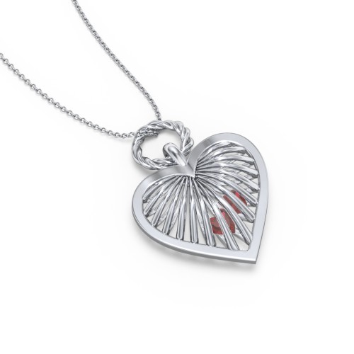 Radiant Caged Heart Necklace with 1-6 Birthstones