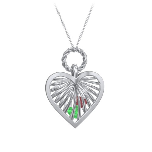 Radiant Caged Heart Necklace with 1-6 Birthstones