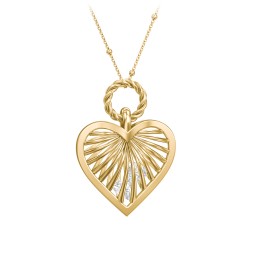 Radiant Caged Heart Necklace with 1-6 Birthstones in 18K Gold Plated Silver with Diamond